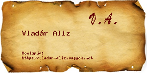 Vladár Aliz névjegykártya